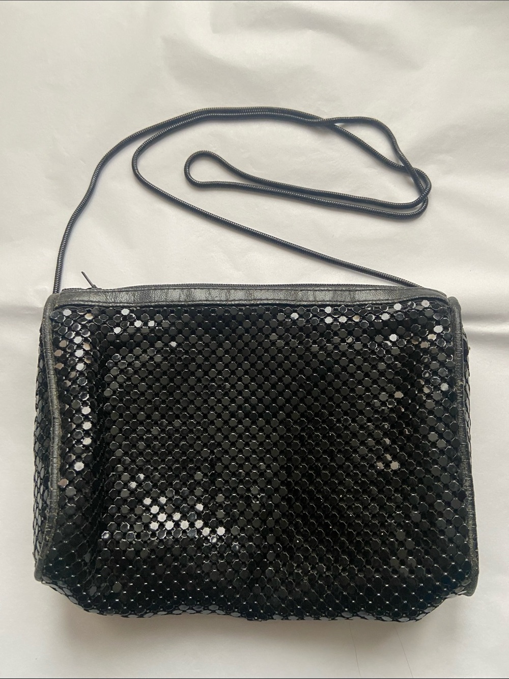 Vintage  Black Metal Mesh Chainmail Shoulder Bag Purse